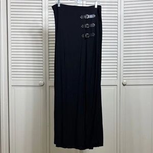 Elegant Black Maxi Skirt DOLLS KILL with Buckle Accents